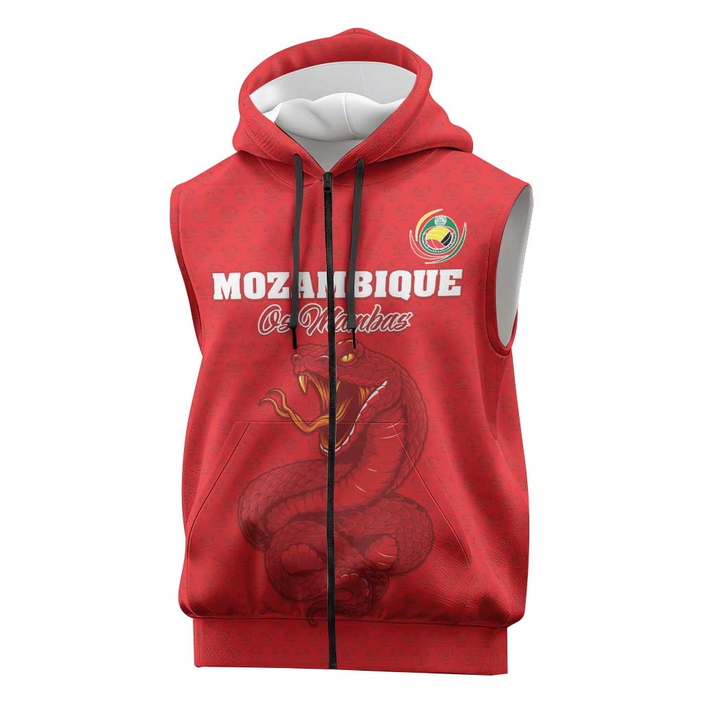 Custom Mozambique Football Sleeveless Zip Hoodie Go Champions Os Mambas - African Pride