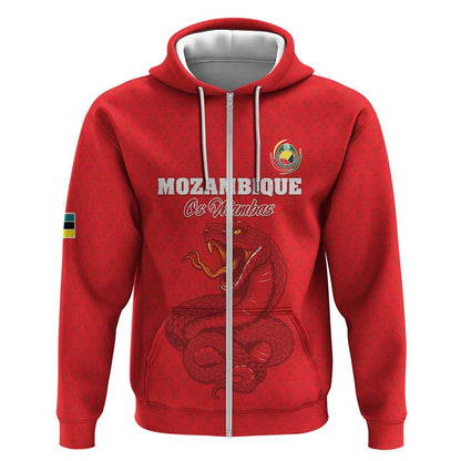 Custom Mozambique Football Zip Hoodie Go Champions Os Mambas - African Pride