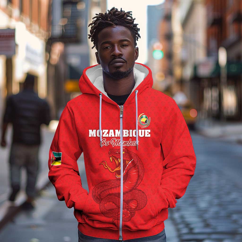 Custom Mozambique Football Zip Hoodie Go Champions Os Mambas - African Pride