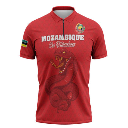 Custom Mozambique Football Zipper Polo Shirt Come On Os Mambas