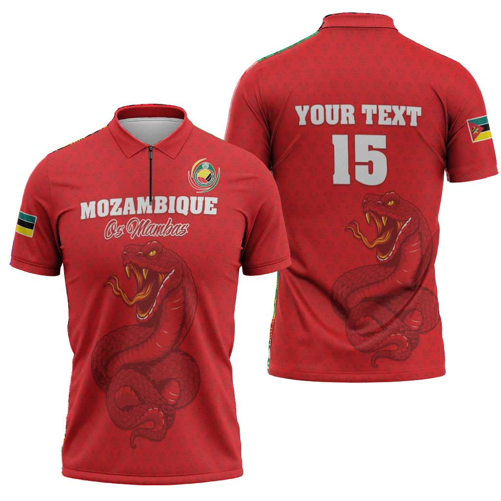 Custom Mozambique Football Zipper Polo Shirt Come On Os Mambas