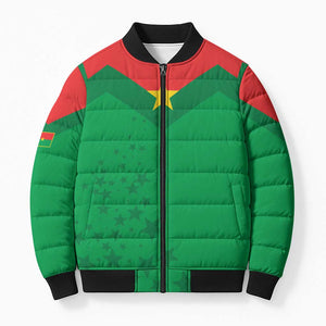 Custom Burkina Faso Football Bomber Puffer Jacket Go Champions Les Etalons