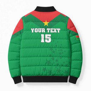 Custom Burkina Faso Football Bomber Puffer Jacket Go Champions Les Etalons