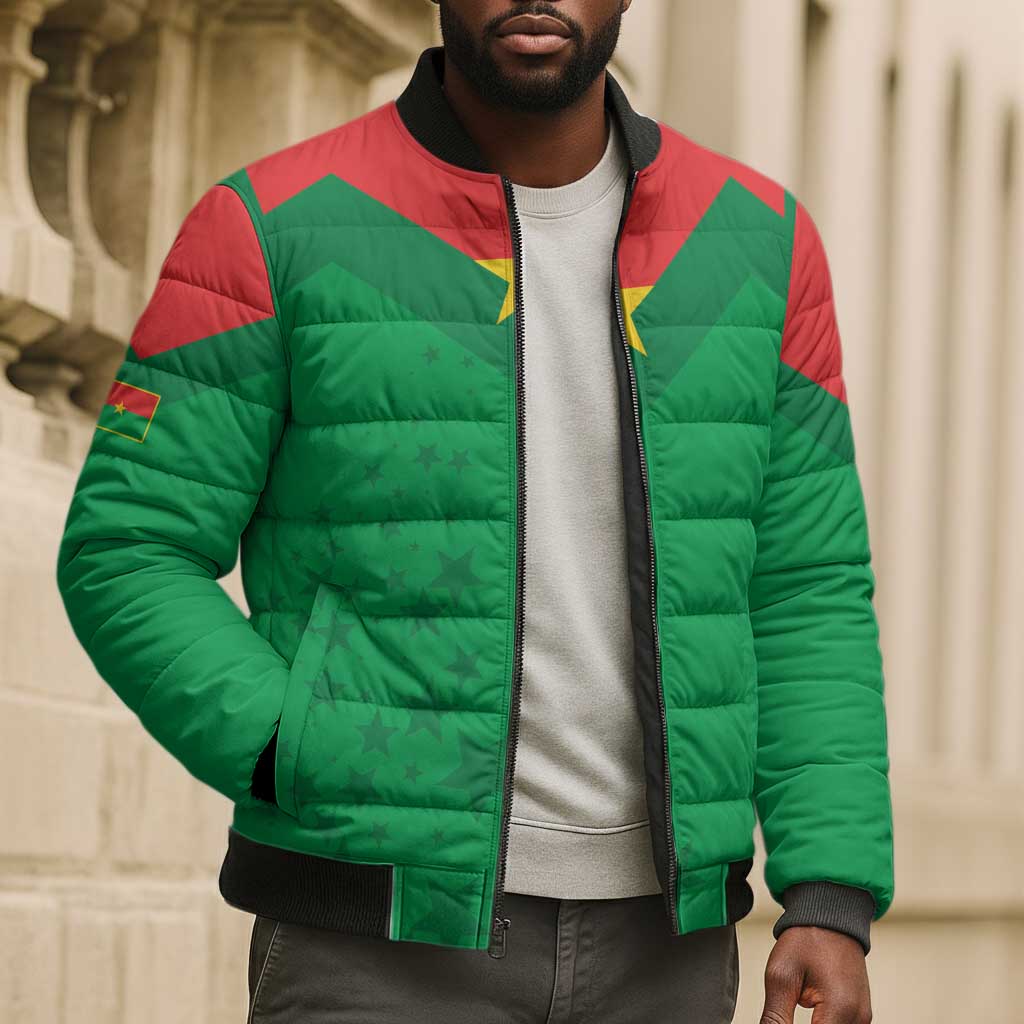Custom Burkina Faso Football Bomber Puffer Jacket Go Champions Les Etalons
