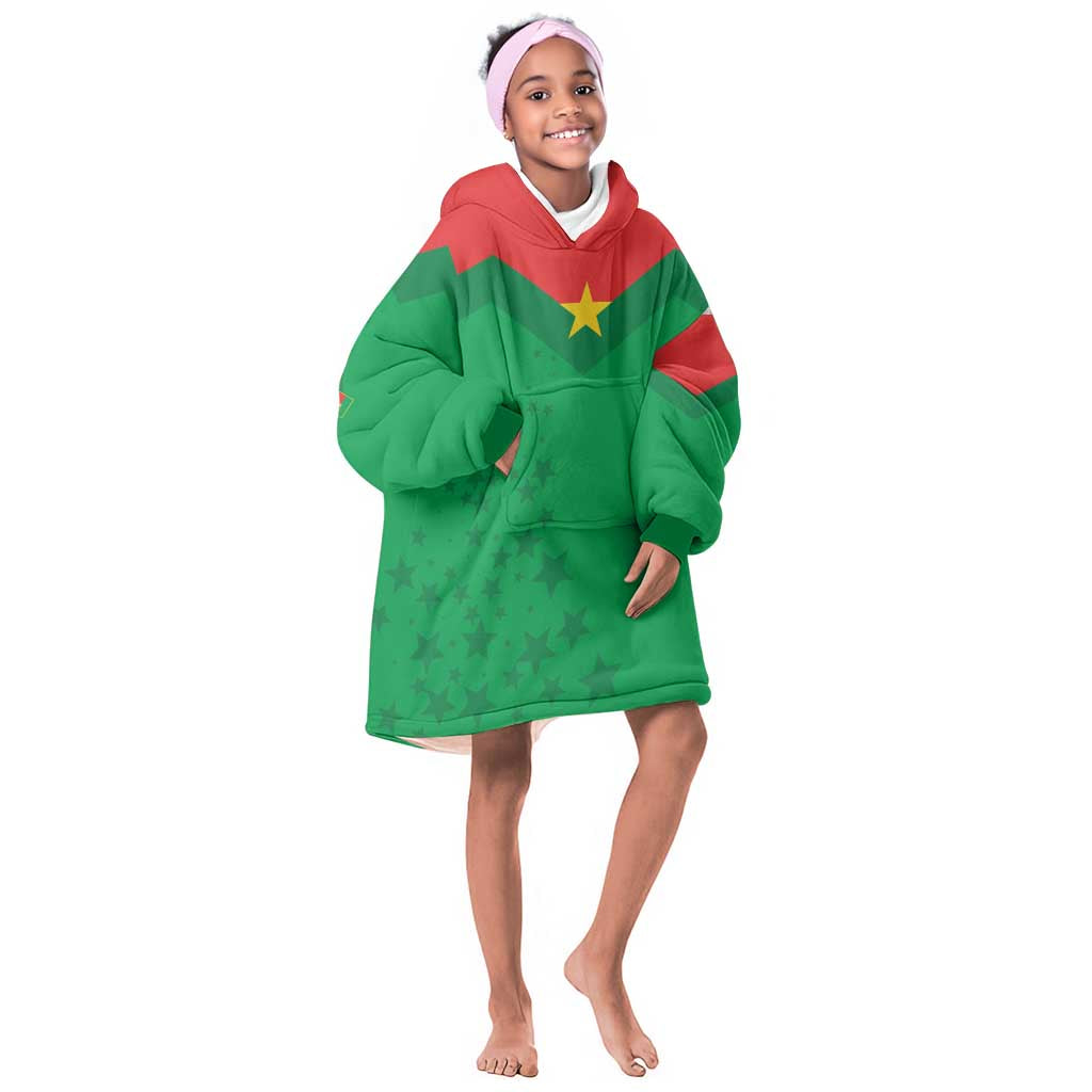 Custom Burkina Faso Football Kid Wearable Blanket Hoodie Go Les Etalons Go - African Pride