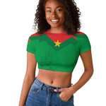 Custom Burkina Faso Football Raglan Cropped T shirt Go Les Etalons Go LT15