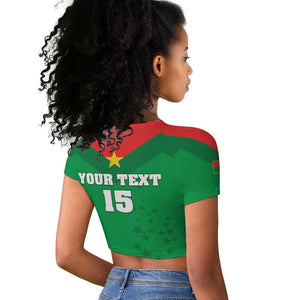 Custom Burkina Faso Football Raglan Cropped T shirt Go Les Etalons Go LT15