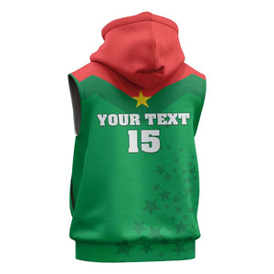 Custom Burkina Faso Football Sleeveless Hoodie Go Les Etalons Go - African Pride