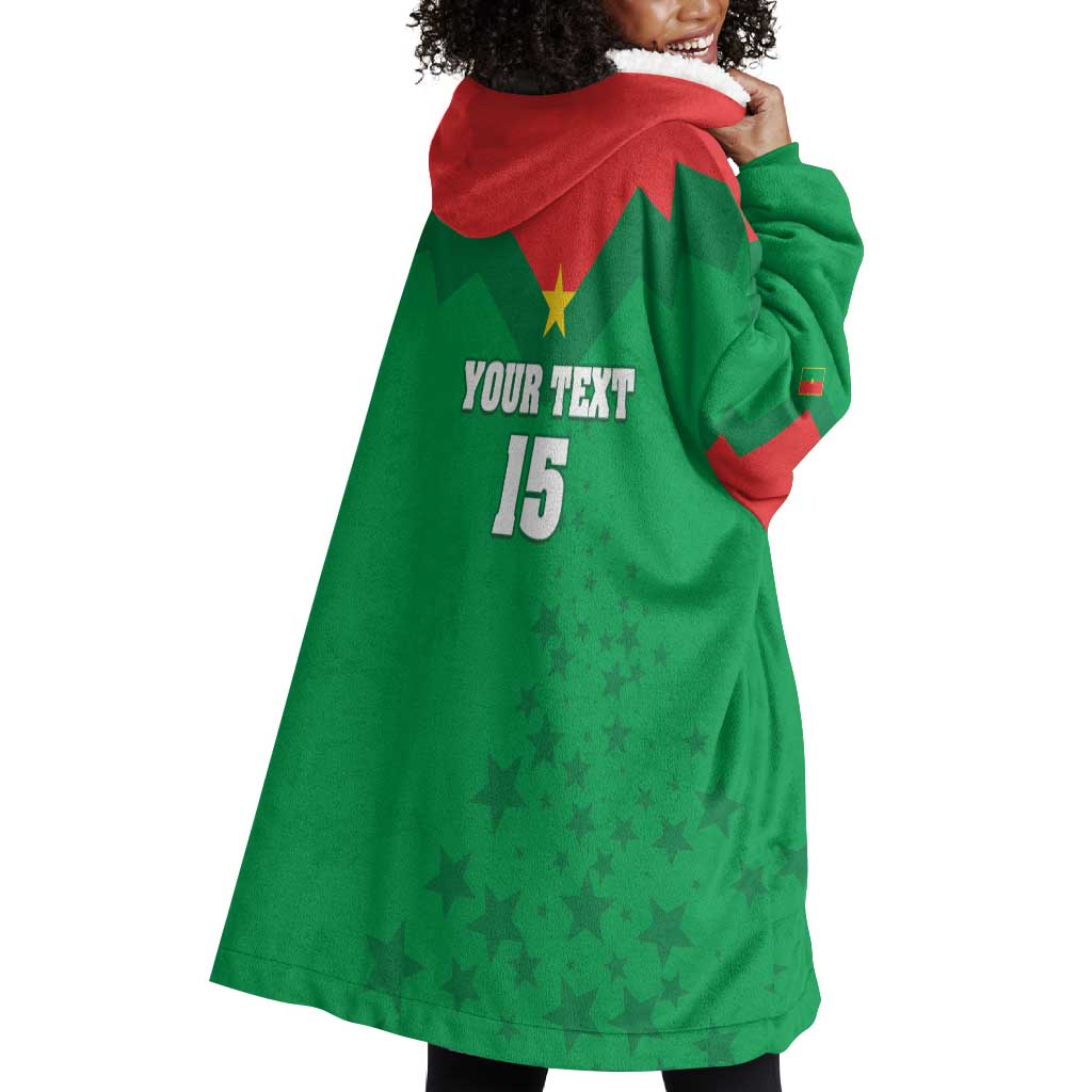 Custom Burkina Faso Football Wearable Blanket Hoodie Go Les Etalons Go - African Pride
