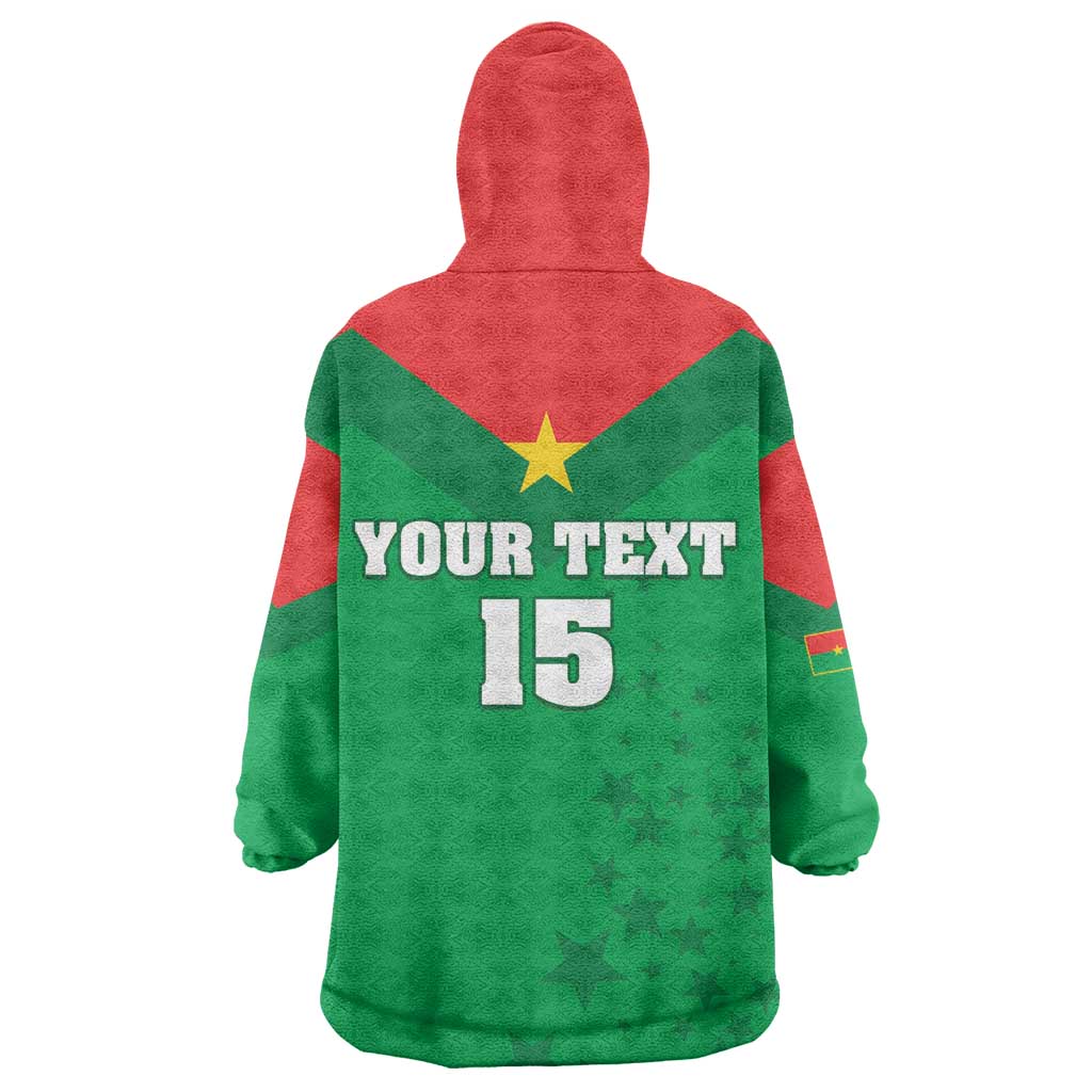 Custom Burkina Faso Football Wearable Blanket Hoodie Go Les Etalons Go - African Pride
