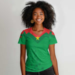 Custom Burkina Faso Football Women V-Neck T-Shirt Go Les Etalons Go LT15