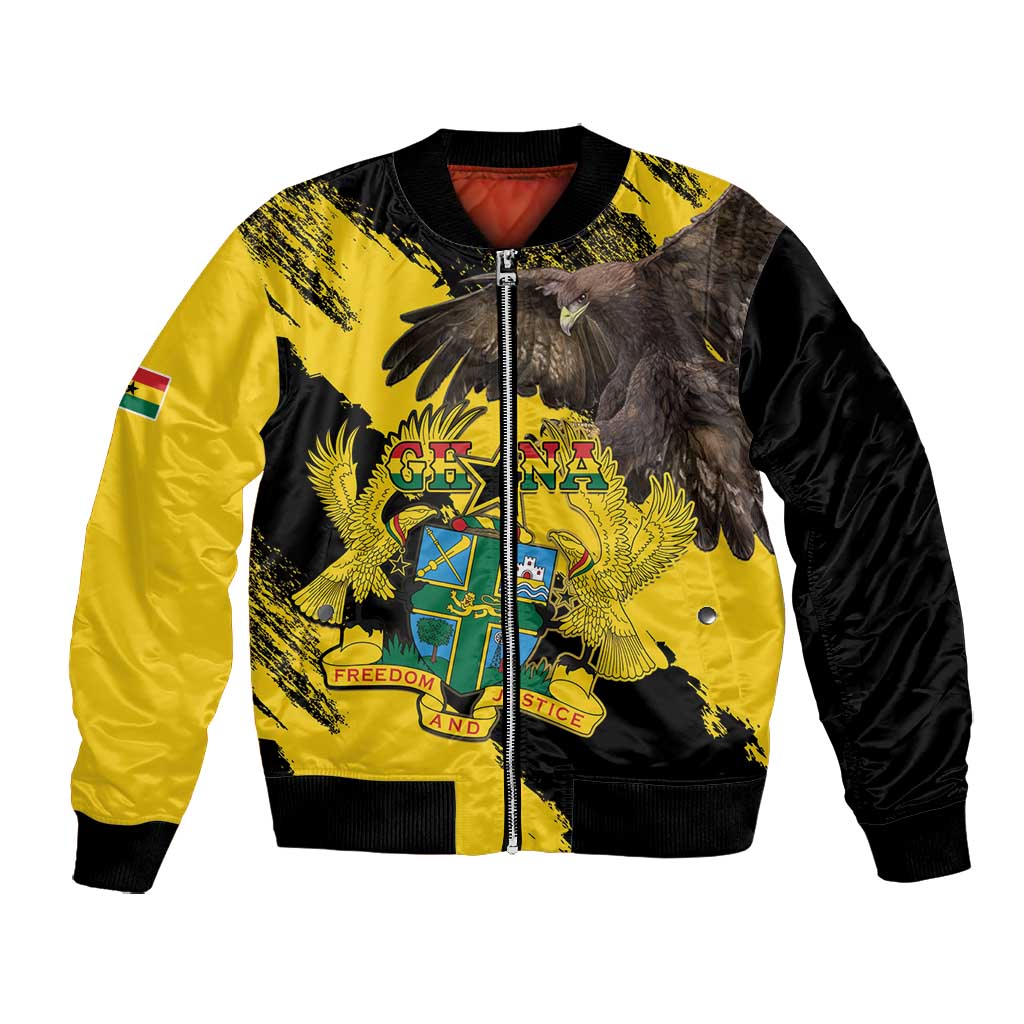 Afro Ghana Bomber Jacket Eagle With Coat Of Arms
