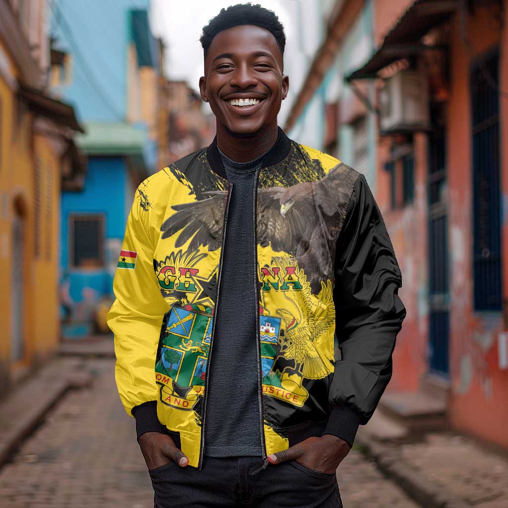 Afro Ghana Bomber Jacket Eagle With Coat Of Arms