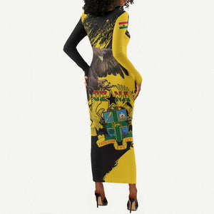 Afro Ghana Long Sleeve Bodycon Dress Eagle With Coat Of Arms