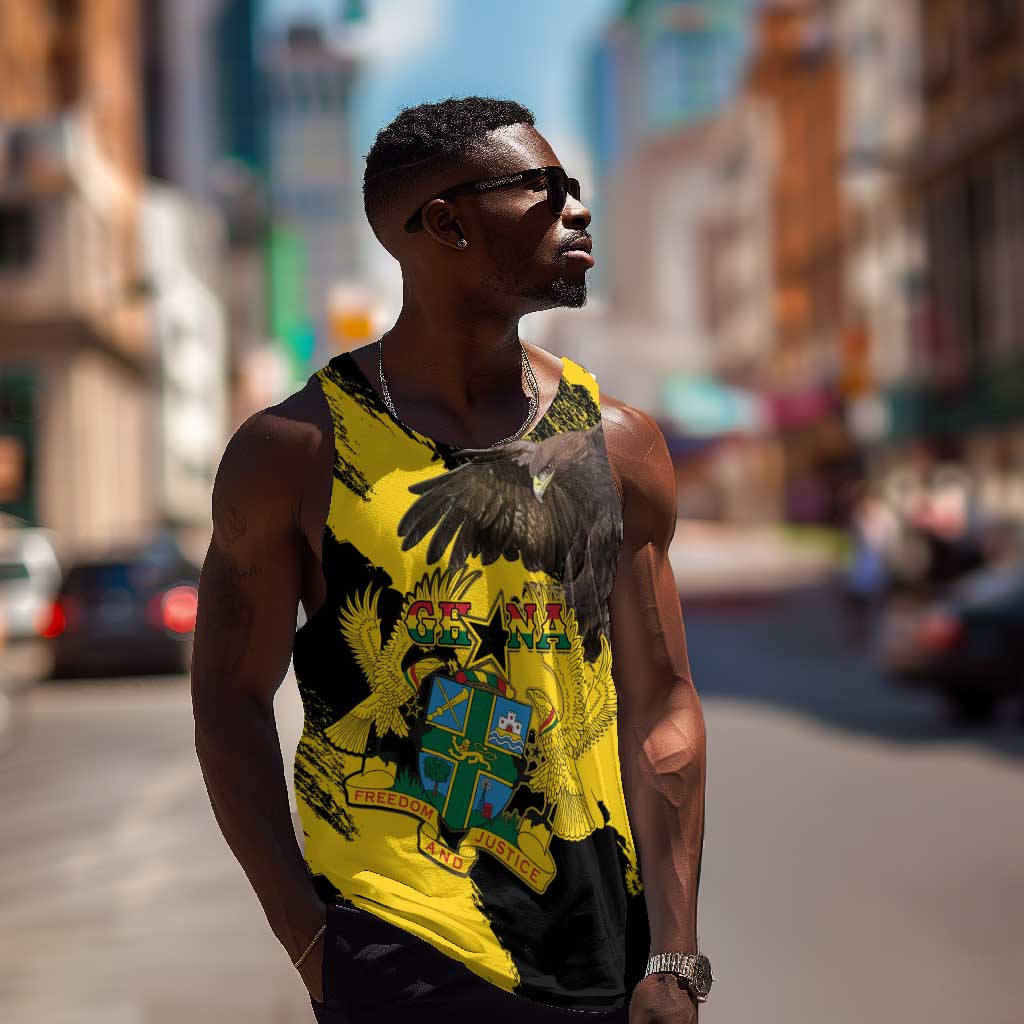 Afro Ghana Men Tank Top Eagle With Coat Of Arms