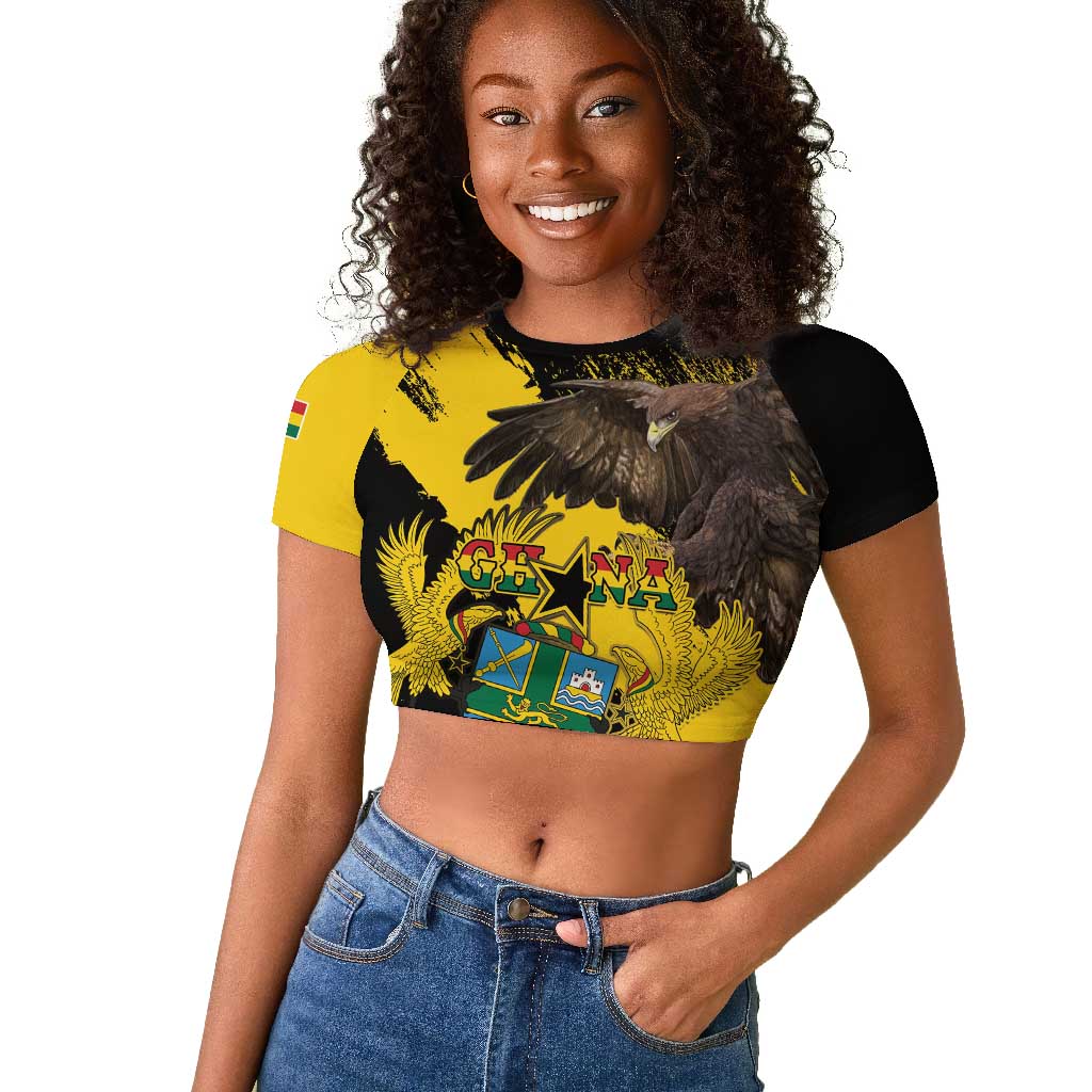 Afro Ghana Raglan Cropped T shirt Eagle With Coat Of Arms