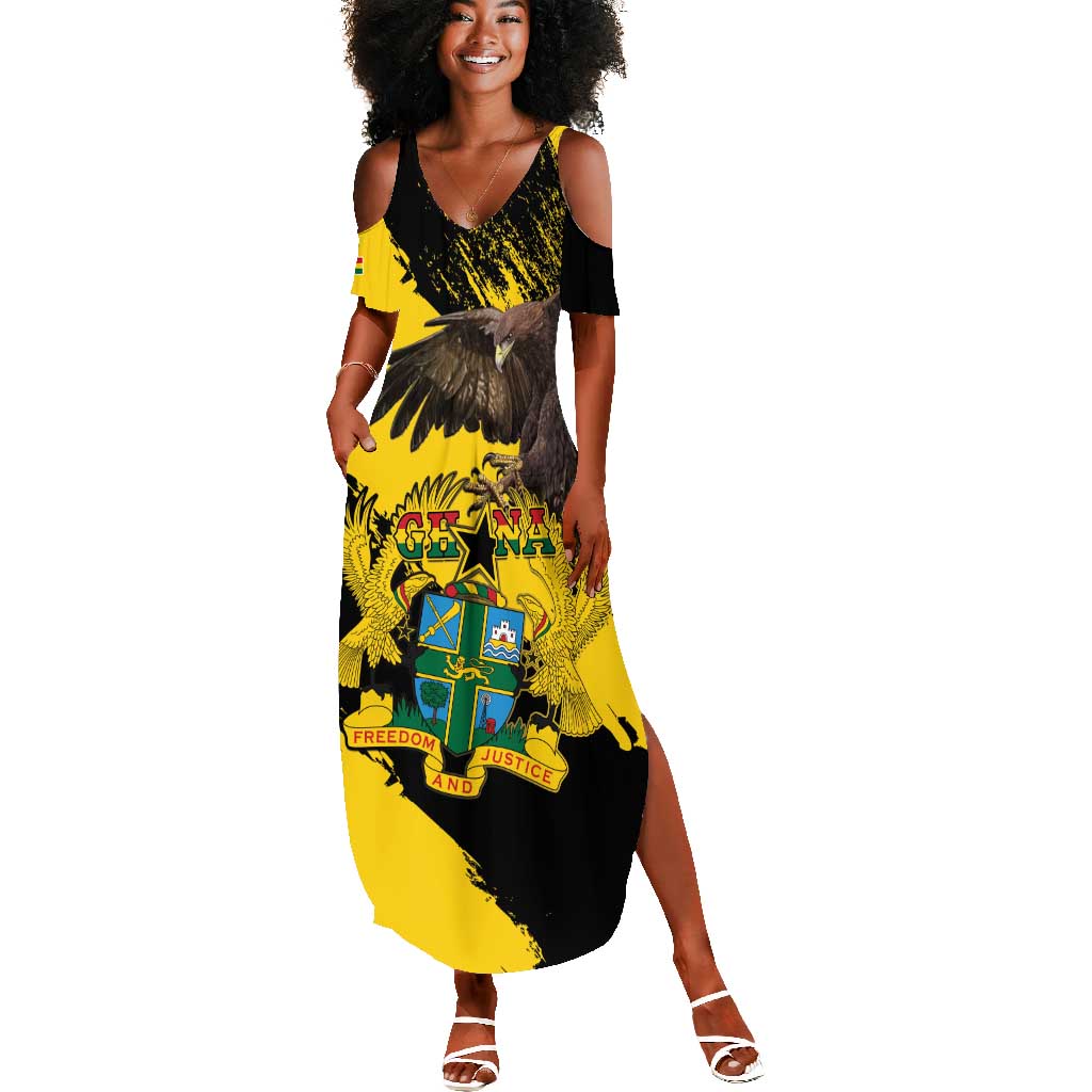 Afro Ghana Summer Maxi Dress Eagle With Coat Of Arms