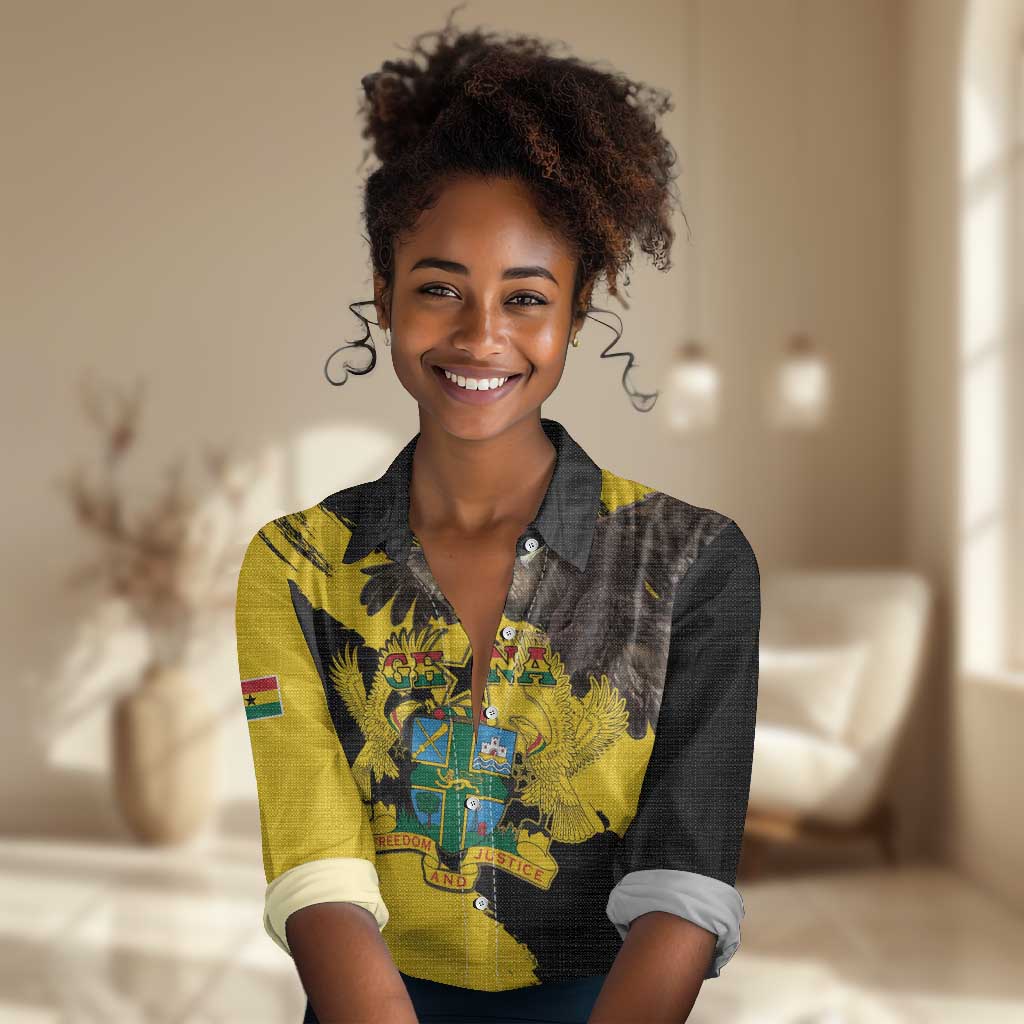 Afro Ghana Women Casual Shirt Eagle With Coat Of Arms