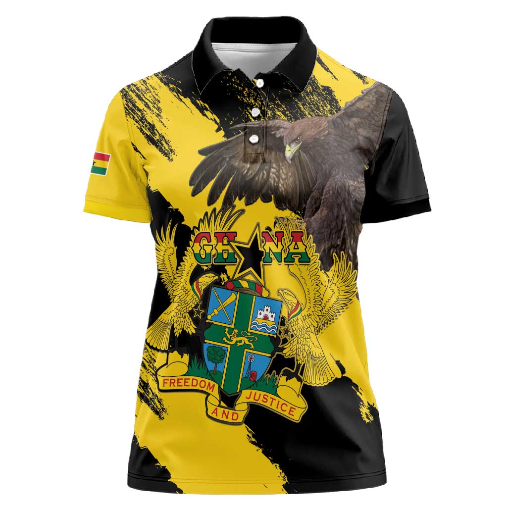 Afro Ghana Women Polo Shirt Eagle With Coat Of Arms