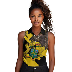 Afro Ghana Women Sleeveless Polo Shirt Eagle With Coat Of Arms