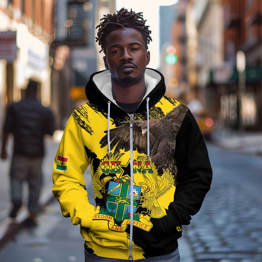 Afro Ghana Zip Hoodie Eagle With Coat Of Arms