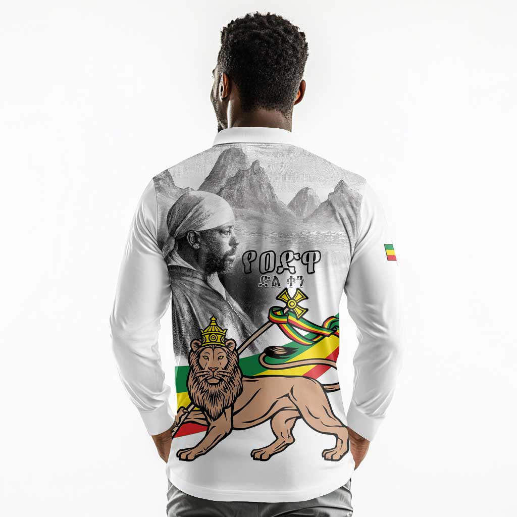 African Victory Menelik II Long Sleeve Polo Shirt Battle Of Adwa