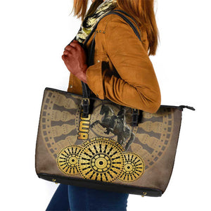 Adwa Victory Day Leather Tote Bag Adwa Battle Shield - Vintage Style