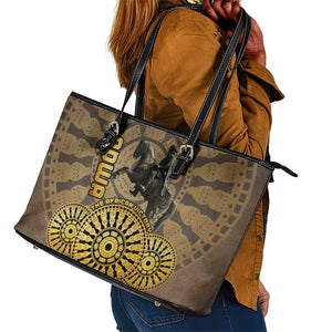 Adwa Victory Day Leather Tote Bag Adwa Battle Shield - Vintage Style