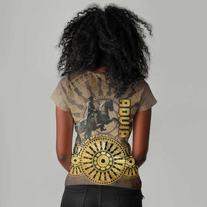 Adwa Victory Day Women V-Neck T-Shirt Adwa Battle Shield - Vintage Style