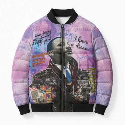 Martin Luther King Jr Bomber Puffer Jacket I Have a Dream Graffiti Style - African Pride