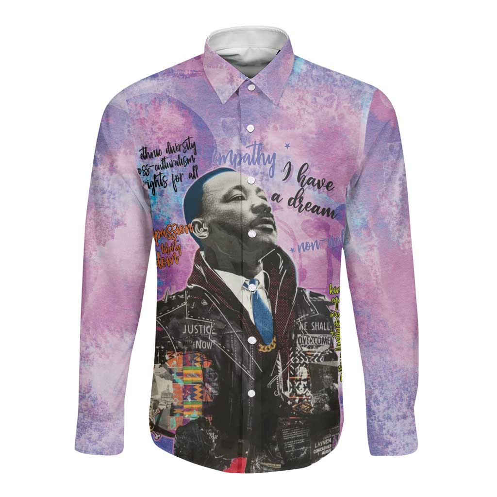 Martin Luther King Jr Long Sleeve Button Shirt I Have a Dream Graffiti Style - African Pride