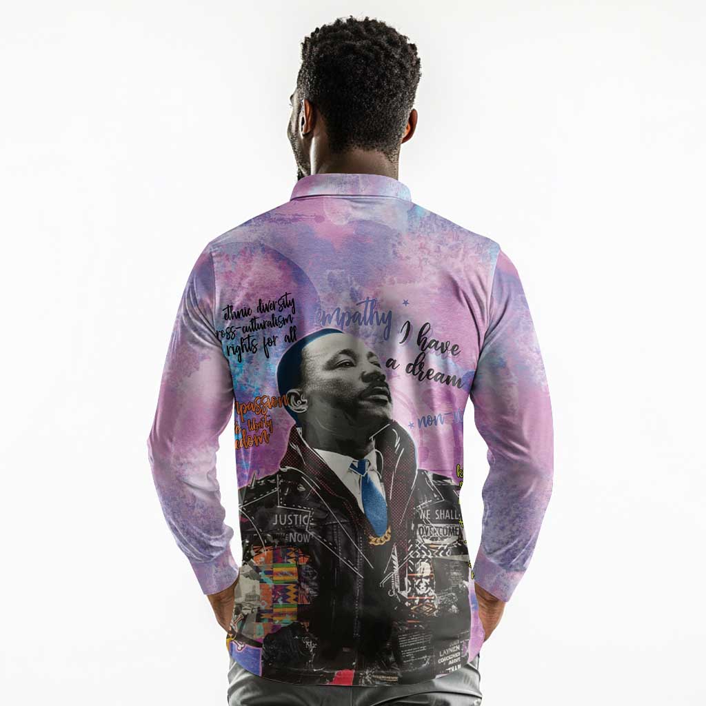 Martin Luther King Jr Long Sleeve Polo Shirt I Have a Dream Graffiti Style - African Pride