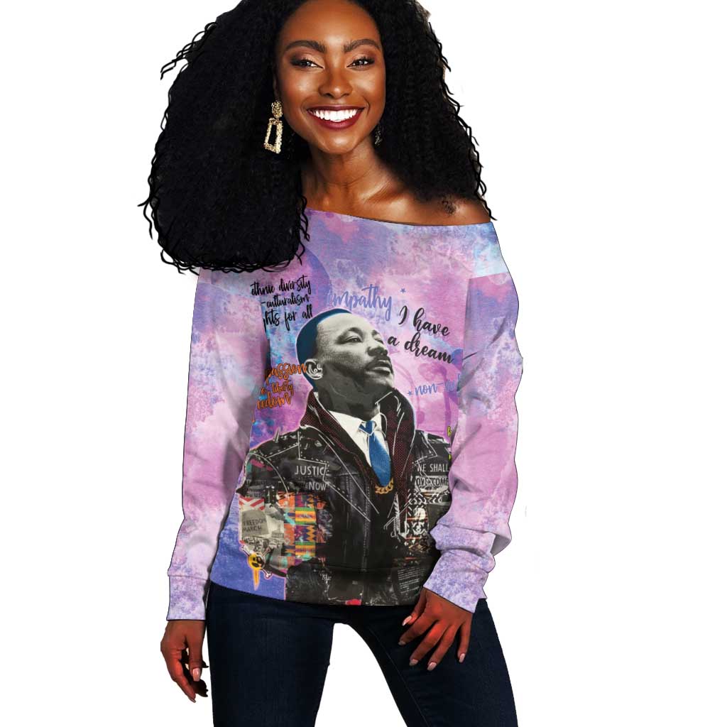 Martin Luther King Jr Off Shoulder Sweater I Have a Dream Graffiti Style - African Pride