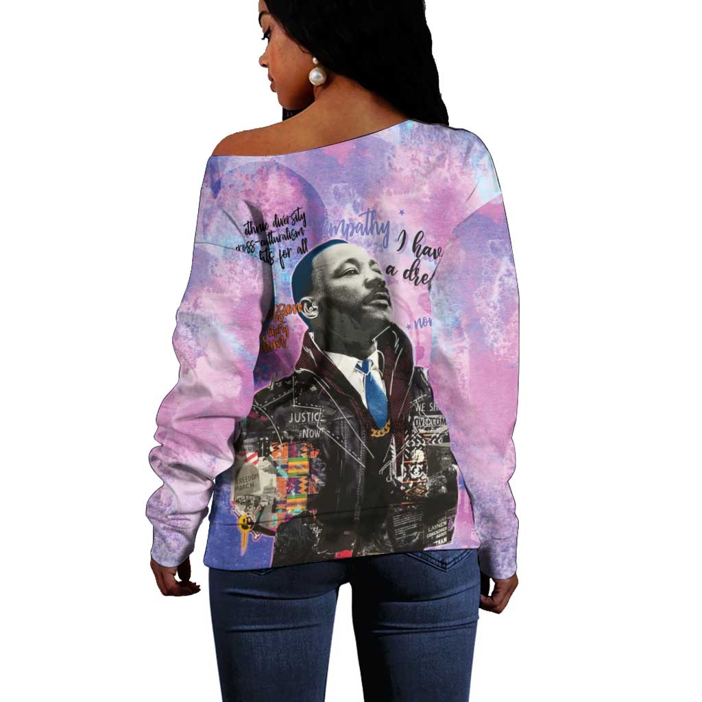 Martin Luther King Jr Off Shoulder Sweater I Have a Dream Graffiti Style - African Pride