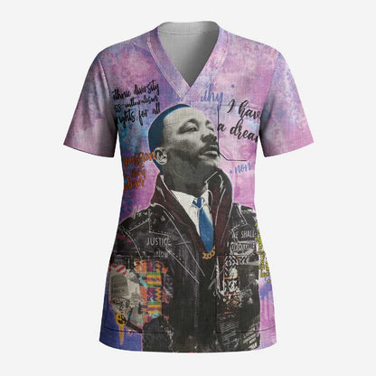 Martin Luther King Jr Scrub Top I Have a Dream Graffiti Style - African Pride