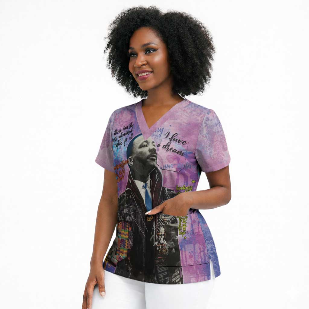Martin Luther King Jr Scrub Top I Have a Dream Graffiti Style - African Pride