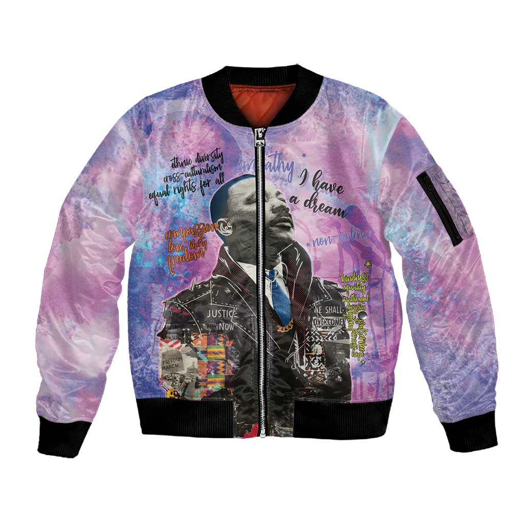 Martin Luther King Jr Sleeve Zip Bomber Jacket I Have a Dream Graffiti Style - African Pride