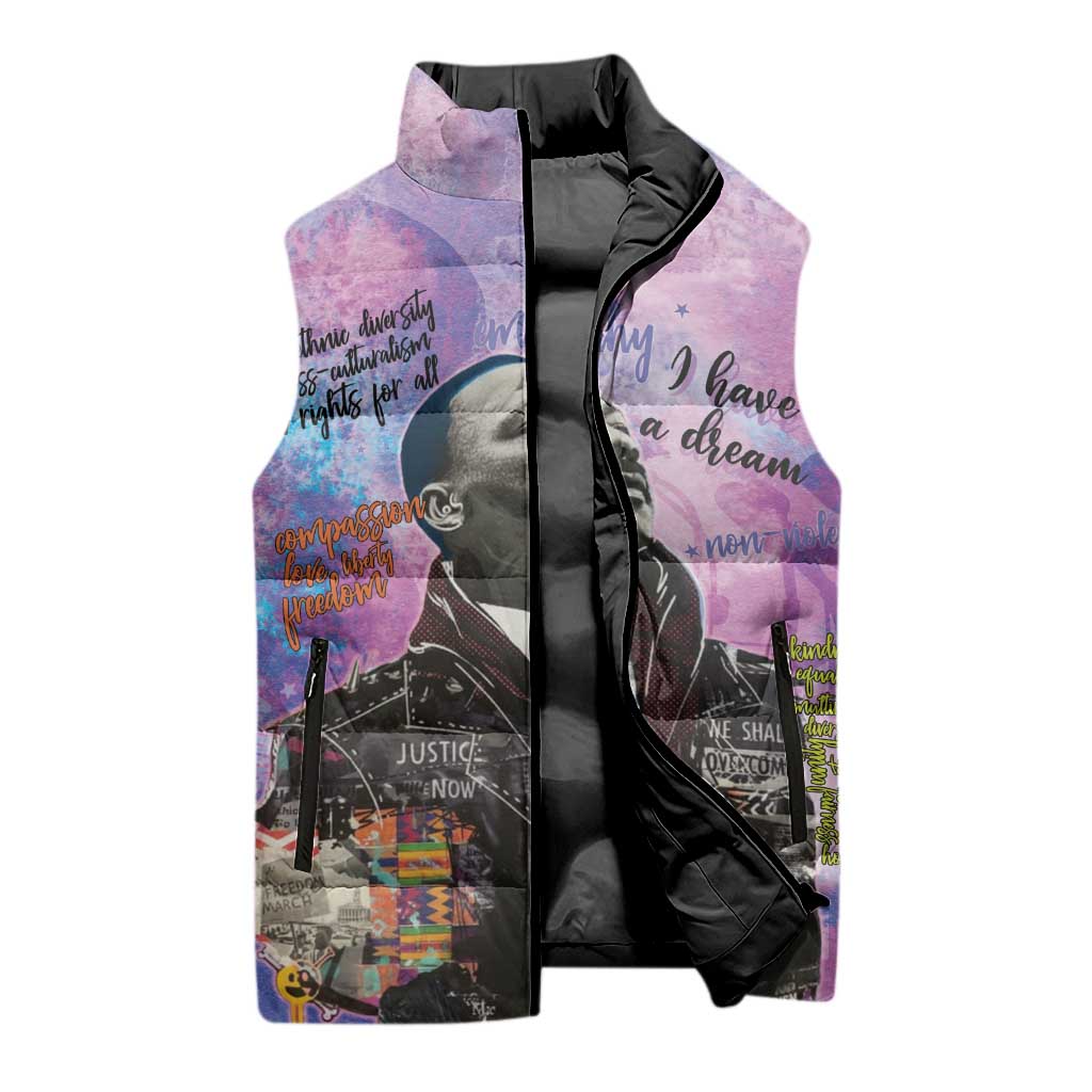 Martin Luther King Jr Sleeveless Puffer Jacket I Have a Dream Graffiti Style - African Pride