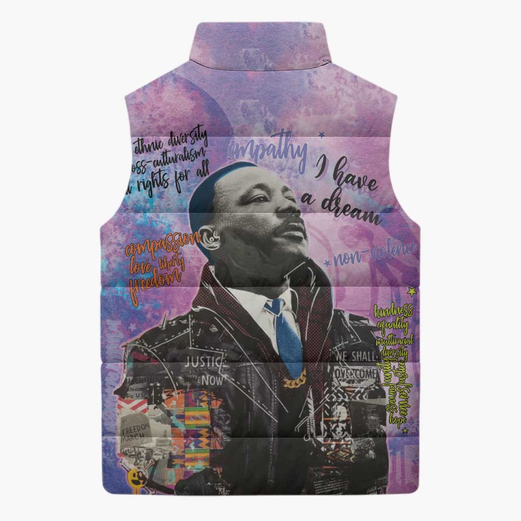Martin Luther King Jr Sleeveless Puffer Jacket I Have a Dream Graffiti Style - African Pride