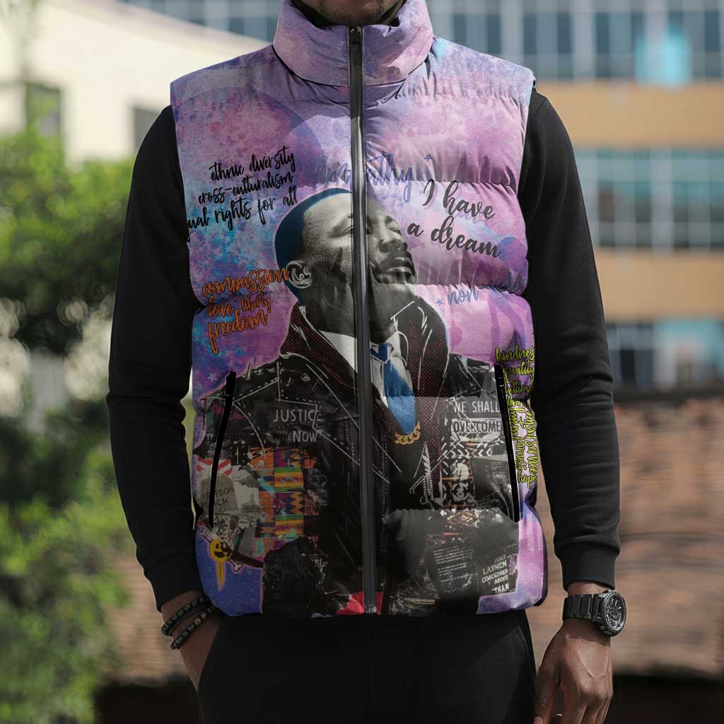 Martin Luther King Jr Sleeveless Puffer Jacket I Have a Dream Graffiti Style - African Pride
