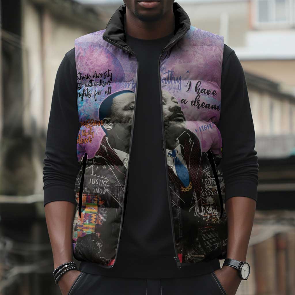 Martin Luther King Jr Sleeveless Puffer Jacket I Have a Dream Graffiti Style - African Pride