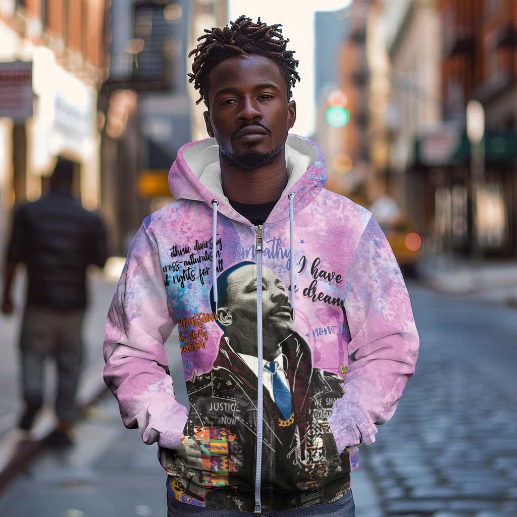 Martin Luther King Jr Zip Hoodie I Have a Dream Graffiti Style - African Pride