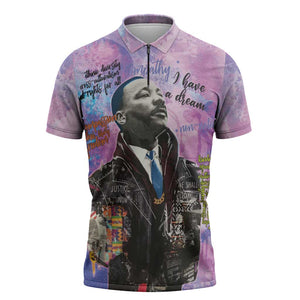 Martin Luther King Jr Zipper Polo Shirt I Have a Dream Graffiti Style - African Pride