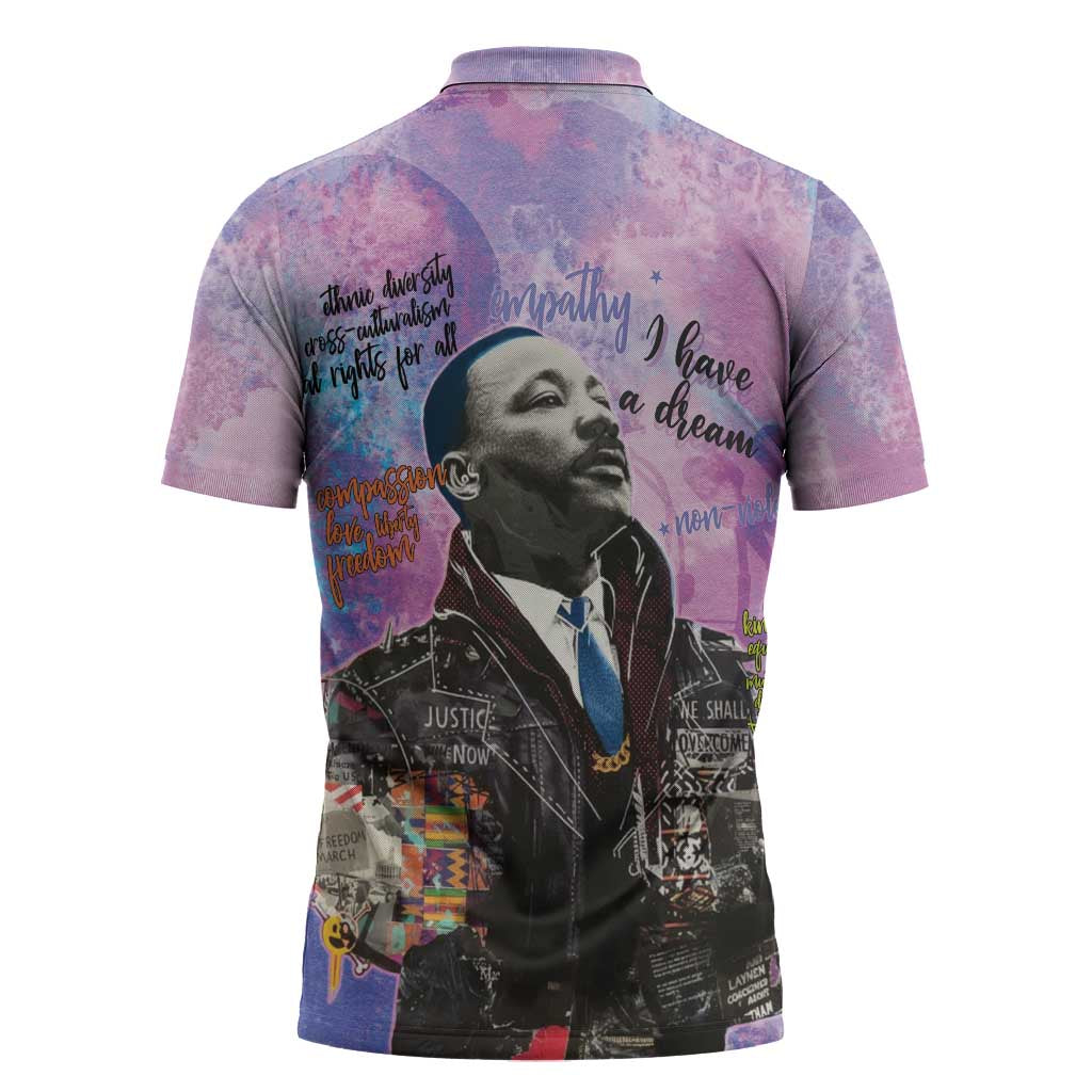 Martin Luther King Jr Zipper Polo Shirt I Have a Dream Graffiti Style - African Pride