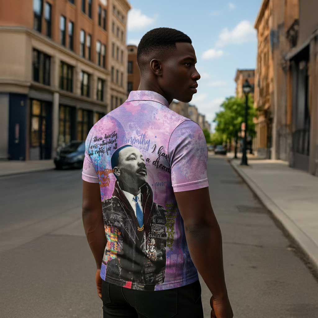 Martin Luther King Jr Zipper Polo Shirt I Have a Dream Graffiti Style - African Pride