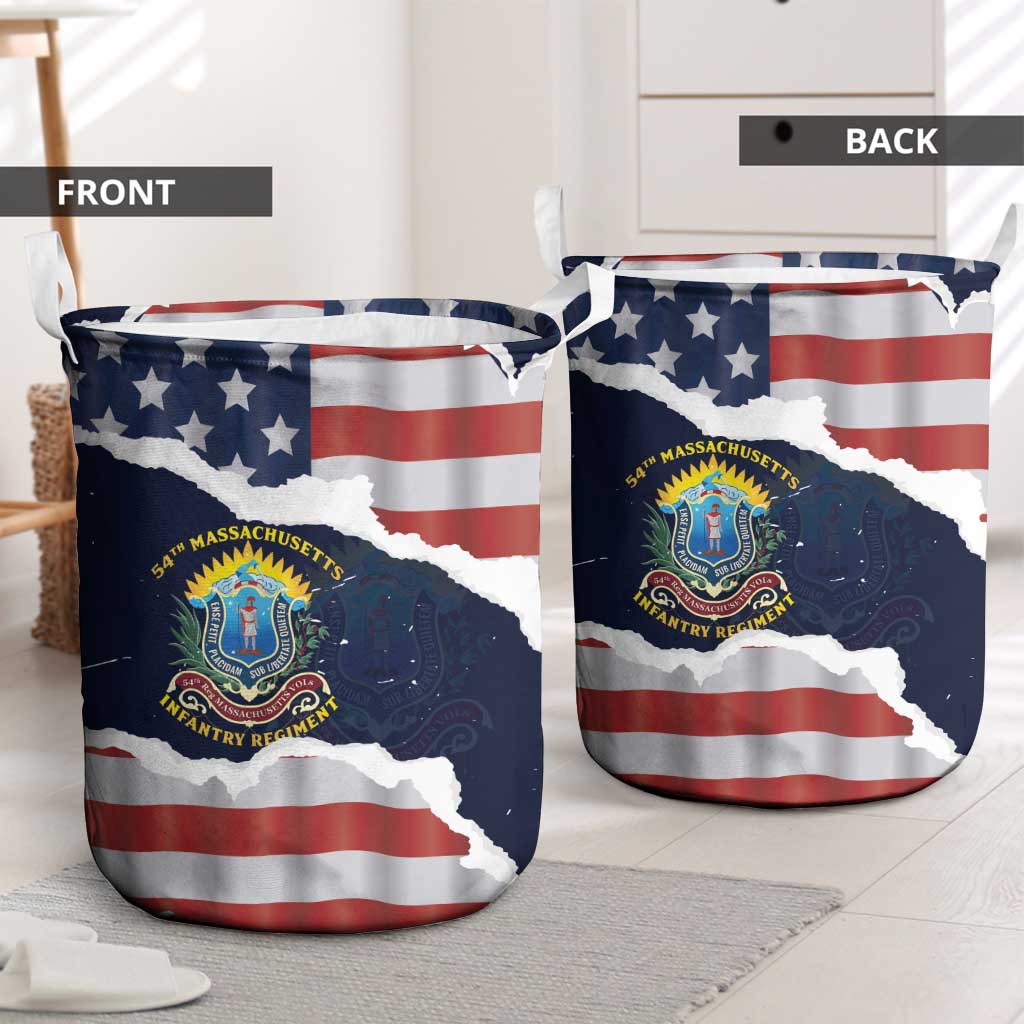 54th Massachusetts Infantry Regiment Laundry Basket American Flag Heritage - African Pride