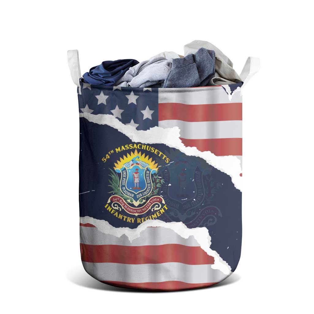 54th Massachusetts Infantry Regiment Laundry Basket American Flag Heritage - African Pride