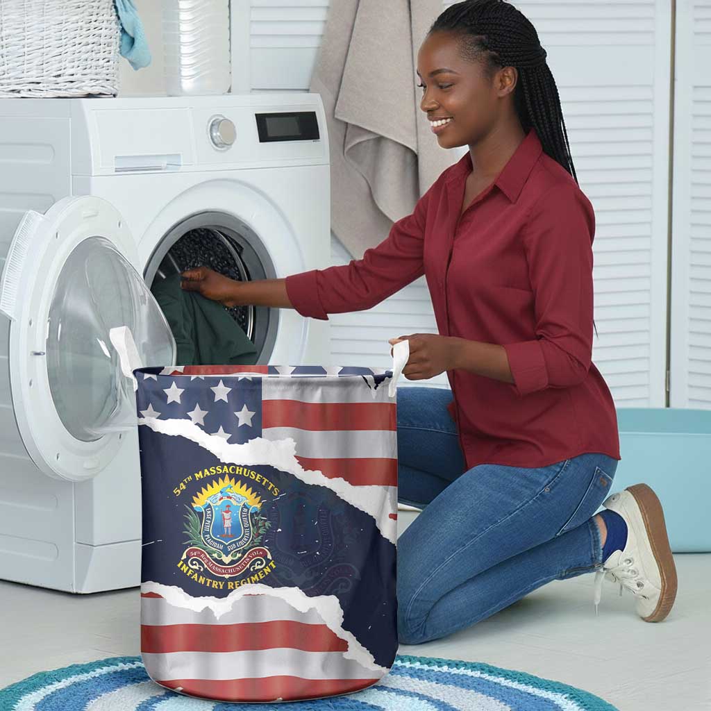 54th Massachusetts Infantry Regiment Laundry Basket American Flag Heritage - African Pride