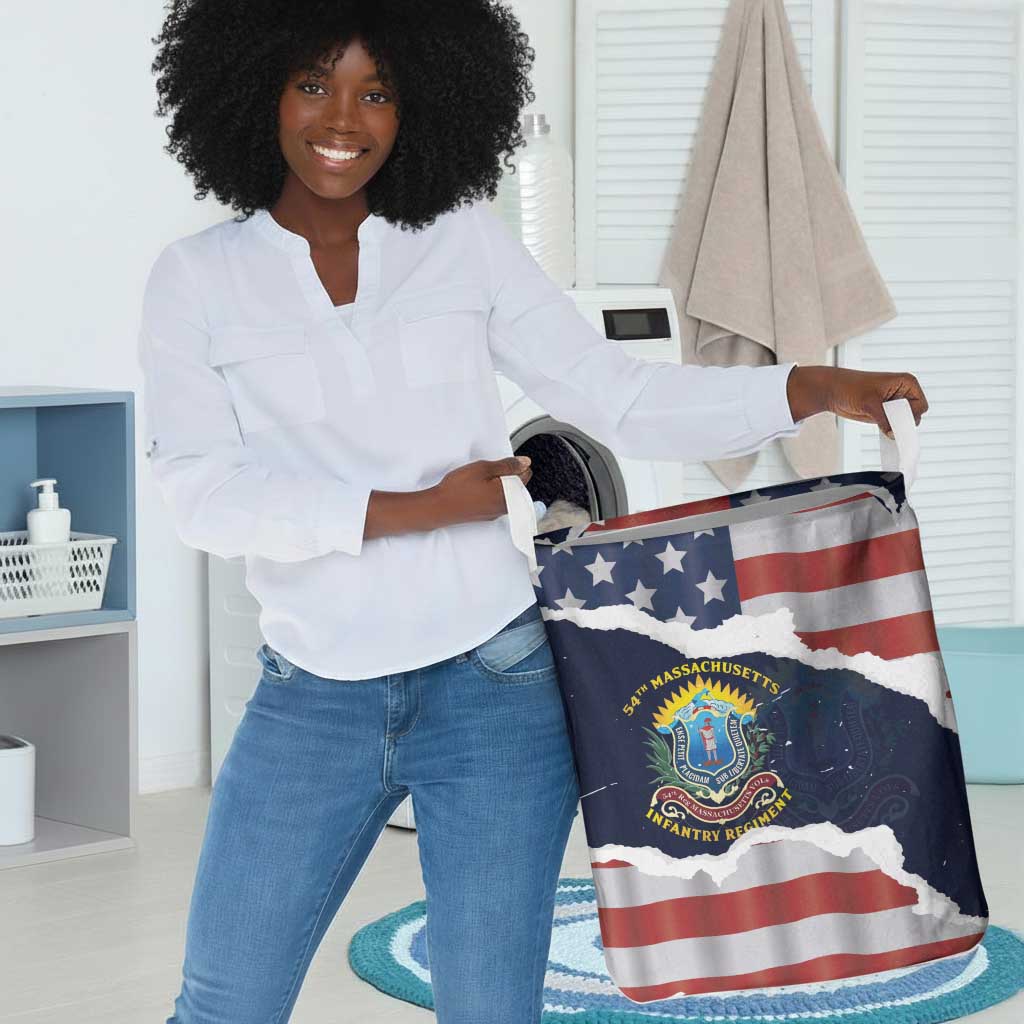 54th Massachusetts Infantry Regiment Laundry Basket American Flag Heritage - African Pride
