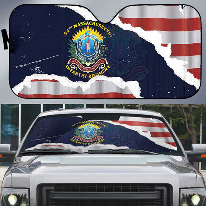 54th Massachusetts Infantry Regiment Auto Sun Shade American Flag Heritage - African Pride